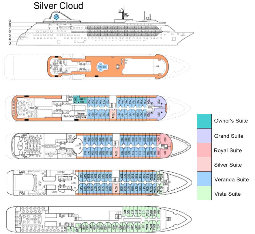 Silversea Silver Wind Deck Plan Plans Cruise Cruises Suite Cloud Ship ...